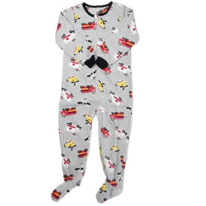 Absorba Boys Gray Firetruck 1-piece footed Pajamas size: 4T